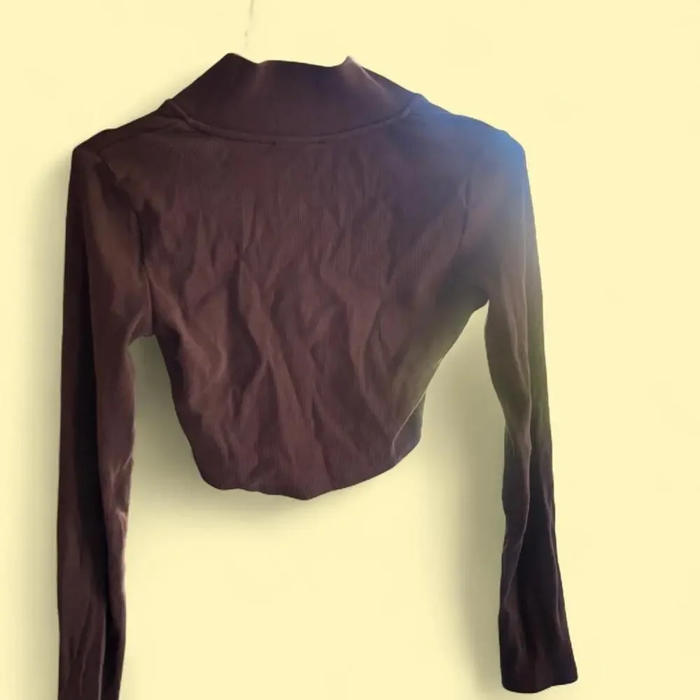 Zara brown long sleeve crop top
